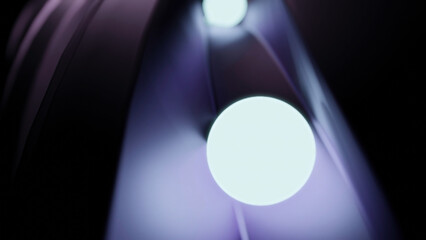 Wall Mural - glowing 3d balls moving on surface. design. neon balls roll along 3d track. glowing balls roll along