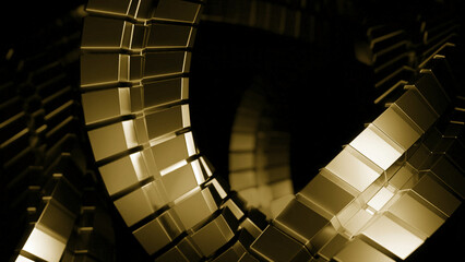 Wall Mural - rotating metal lines in twisted spiral. design. 3d spiral with metal carved lines in rotation. metal