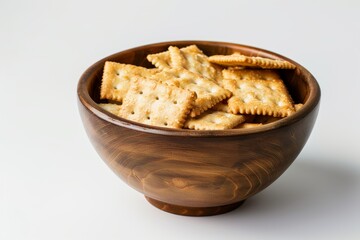 Wall Mural - Crackers in a bowl on white background