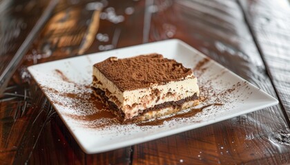 Wall Mural - Homemade tiramisu served on plate