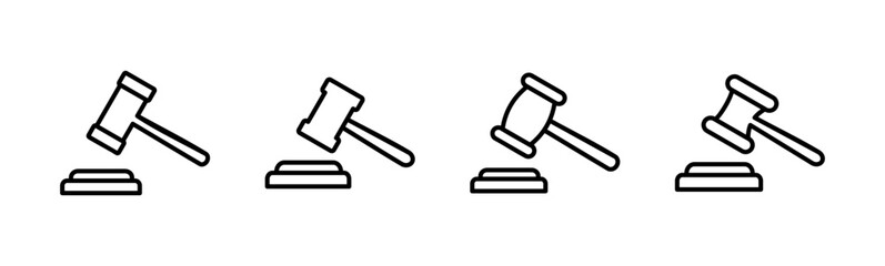 Wall Mural - Gavel icon set. judge gavel icon vector. law icon vector. auction hammer