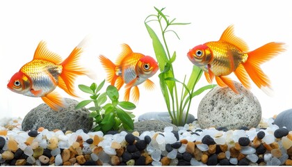 Poster - Isolated goldfish in white aquarium