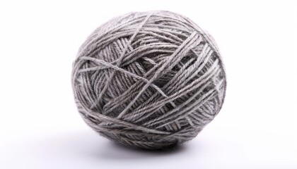 Poster - Isolated grey ball of wool yarn on white background