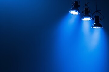 Wall Mural - Lamps on blue spotlight background
