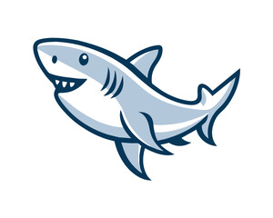 cute shark cartoon logo vector icon illustration