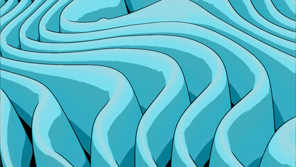 Wall Mural - green cartoon style flowing folds. design. endless bending and waving cloth.