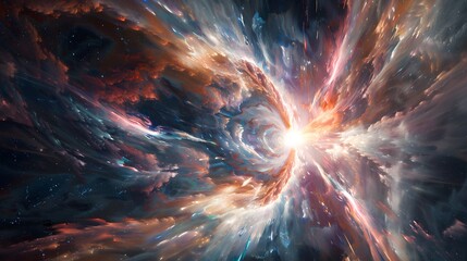 Futuristic glittering in space on black background.