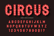 © Aleksandr - Retro circus alphabet design, cabaret, fairy LED lamps letters and numbers.