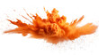 © Titania - An orange explosion smoke of holi paint color powder isolated on transparent or white background. Abstract 3d explosion wallpaper