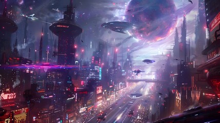 Futuristic glittering in space on black background.