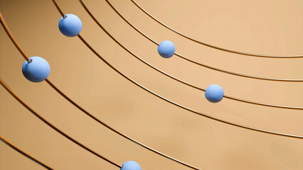 Sticker - colored balls move along lines. design. colored balls roll along metal brackets of the lines. cartoo