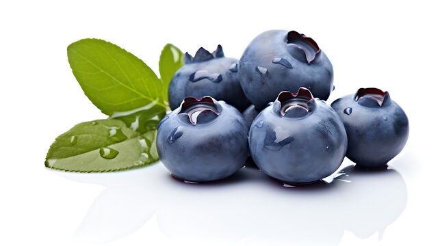 A vibrant, blue blueberry on a pure white background.