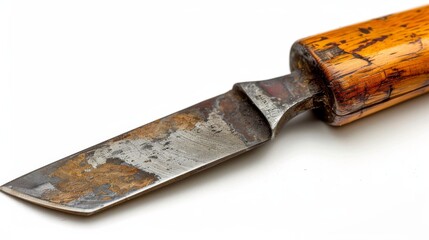 Close-up of a bevel edge chisel, isolated on a white background