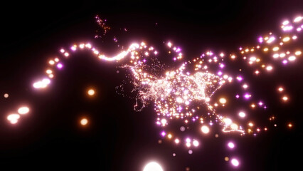 Wall Mural - abstract golden magic glitter particles flight in air and forming beautiful swirls. design. fiery sp