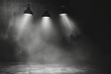 Wall Mural - Grey background with spotlights