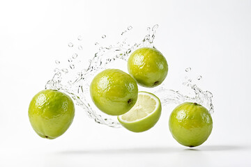 Wall Mural - Limes Splashing in Water