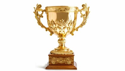 Wall Mural - gold trophy on white background