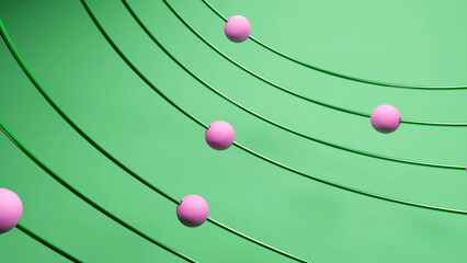 Wall Mural - colored balls move along lines. design. colored balls roll along metal brackets of the lines. cartoo