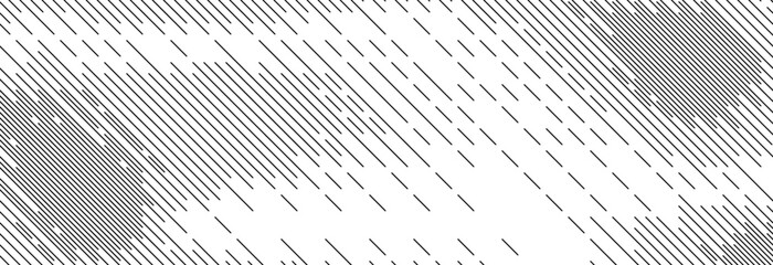 Wall Mural - Diagonal dash line texture. Black slanted dashed lines pattern background. Straight tilt interrupted stripes wallpaper. Abstract dither rasterized grunge overlay. Vector wide dotted ripple texture