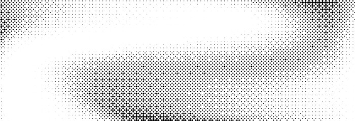 Wall Mural - Bitmap grunge gradient texture. Black and white pixelated dither pattern wallpaper. Abstract glitchy 8 bit video game pattern background. Wide rasterized backdrop. Retro pixel art Illustration. Vector