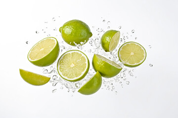 Sticker - Lime Slices Splashing in Water