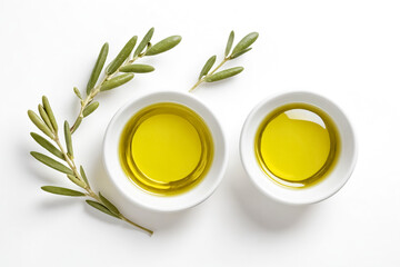 Wall Mural - Bowls of Olive Oil with Olive Branches