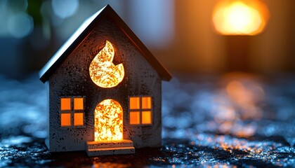 Sticker - Toy house with fire symbol