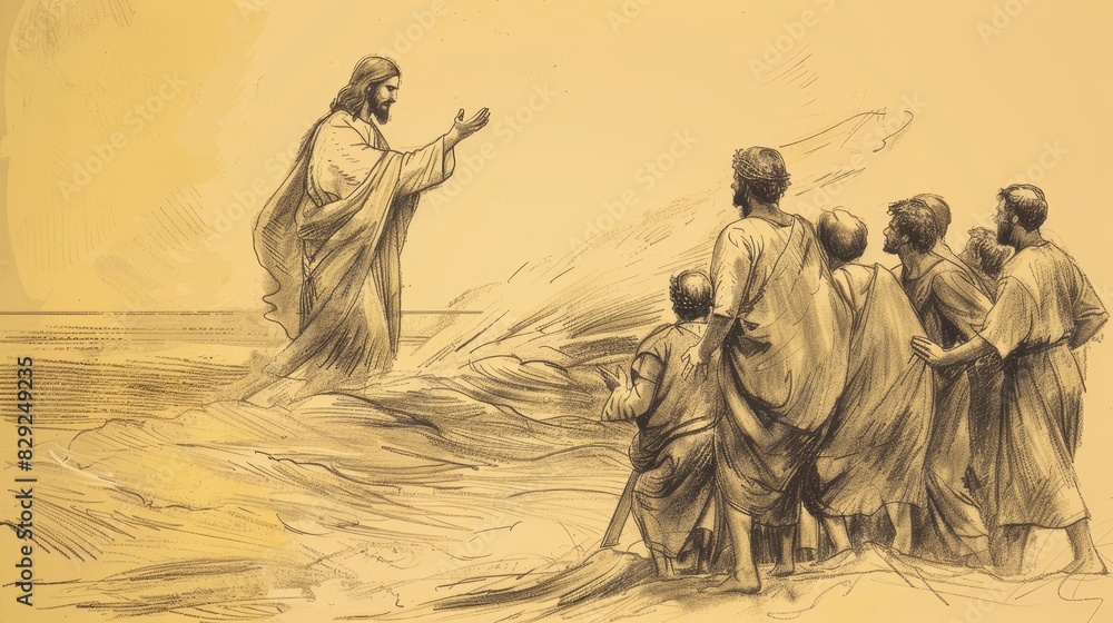 Jesus Commanding Jesus Commands Storm to Cease, Sea of Galilee, Disciples Marvel ...