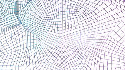 Wall Mural - abstract texture with curving 3d grid. design. cyber mesh with moving geometric surface.