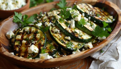 Wall Mural - Grilled zucchini and feta salad