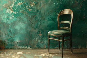 Sticker - Old chair in vintage room with green wall