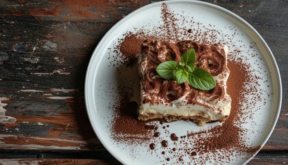 Wall Mural - Piece of tiramisu on a plate