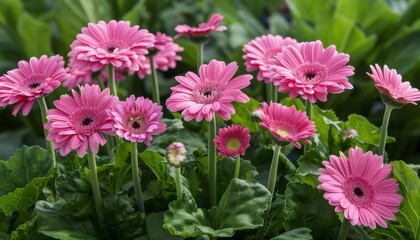 Sticker - Pink Gerbera viridifolia flourishing in a garden