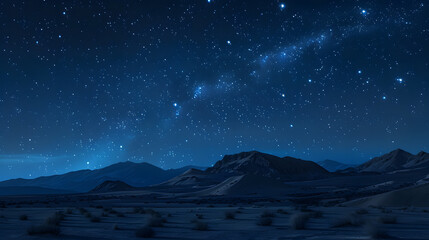 Wall Mural - A starry night sky with a large mountain range in the background