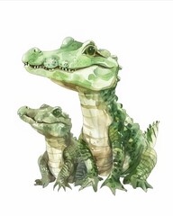 Poster - Crocodile Family Watercolor Illustration