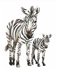 Canvas Print - Zebra Family Illustration