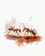 Sticker - Family of Ants Watercolor Illustration