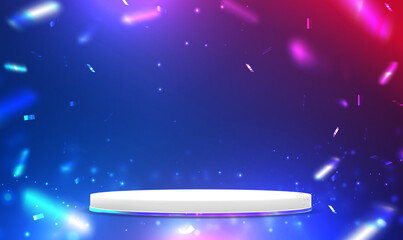 Wall Mural - product display podium with confetti on digital technology room background. elegant scene background