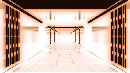 Sticker - 3d corridor in negative. design. 3d animation of moving corridor with white walls. psychedelic corri