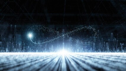 Wall Mural - futuristic cyberspace road network with infinity symbol loop animation.