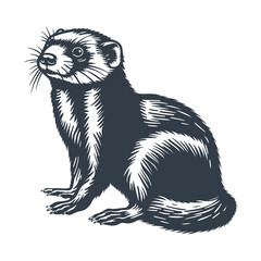 Ferret vintage woodcut drawing vector