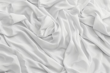 Wall Mural - White bedding background with copy space wrinkled fabric texture Soft focus