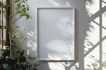 Wall Mural - White frame hanging on the wall