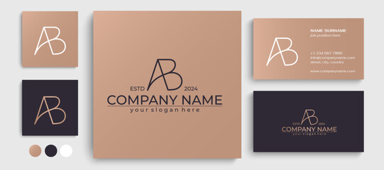 Sticker - AB logo. BA letter logo template elements. personal monogram. Vector elegant logo. letter AB logo design