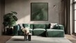 © woojooo - Frame mockup, modern European living room interior with cozy sofa