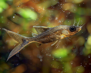 Wall Mural - Close-up of freshwater fish living in the waters of the Amazon, lakes, rivers, and canals.