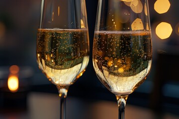 Poster - two glasses of sparkling wine in the style