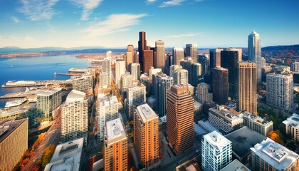Wall Mural - Seattle's Skyline: An Aerial Business Perspective