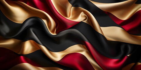 Wall Mural - wallpaer luxury, made from silk, Regular black, gold and red three-dimensional striped background, triangle/rectangle, black background, aspect ratio 2:1