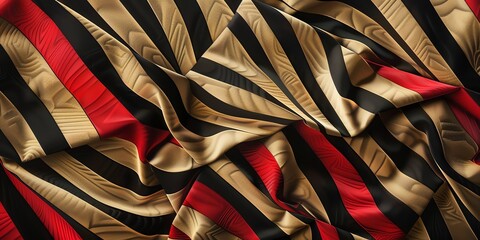 Wall Mural - wallpaer luxury, made from silk, Regular black, gold and red three-dimensional striped background, triangle/rectangle, black background, aspect ratio 2:1